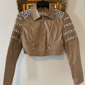 NWT BluDeise Faux Leather Embellished  Jacket